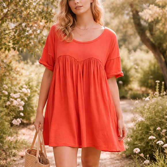 Free People Catalina Mini Dress Coral Orange XL - Picture 1 of 9